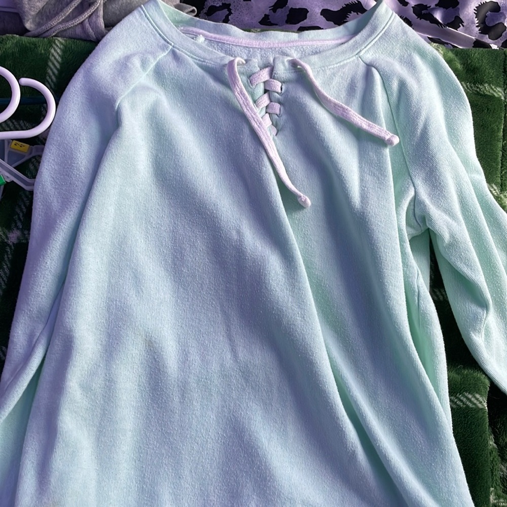 mint green long sleeve, size medium, brand: SO